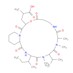 b-Alanine,4-carboxy-2-hydroxypentanoyl-2-piperidinecarbonyl-L-isoleucyl-N-methyl-L-valyl-N-methyl-L-alanyl-,(6&reg;1)-lactone (9CI)