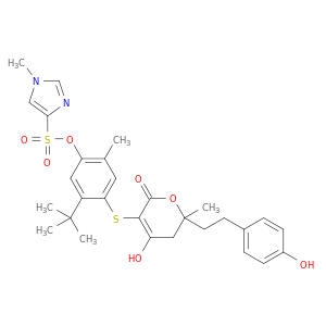 5-tert-butyl-4-({6-hydroxy-2-[2-(4-hydroxyphenyl)ethyl]-2-methyl-4-oxo-3,4-dihydro-2h-pyran-5-yl}sulfanyl)-2-methylphenyl 1-methyl-1h-imidazole-4-sulfonate