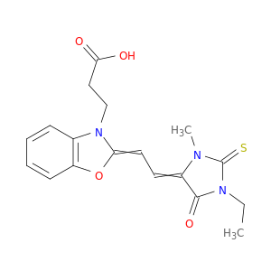 3(2H)-Benzoxazolepropanoicacid, 2-[2-(1-ethyl-3-methyl-5-oxo-2-thioxo-4-imidazolidinylidene)ethylidene]-