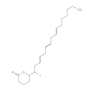 2H-Pyran-2-one, tetrahydro-6-(1-iodo-3,6,9-hexadecatrienyl)-