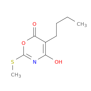 6H-1,3-Oxazin-6-one, 5-butyl-4-hydroxy-2-(methylthio)-