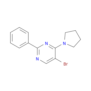 Pyrimidine, 5-bromo-2-phenyl-4-(1-pyrrolidinyl)-