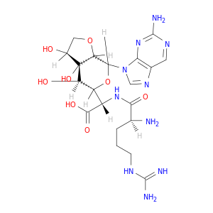 2-[[2-amino-5-(diaminomethylideneamino)pentanoyl]amino]-2-[5-(2-aminopurin-9-yl)-1,2,9-trihydroxy-4,7-dioxabicyclo[4.3.0]non-3-yl]acetic acid
