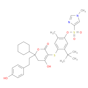 5-tert-butyl-4-({2-cyclohexyl-6-hydroxy-2-[2-(4-hydroxyphenyl)ethyl]-4-oxo-3,4-dihydro-2h-pyran-5-yl}sulfanyl)-2-methylphenyl 1-methyl-1h-imidazole-4-sulfonate