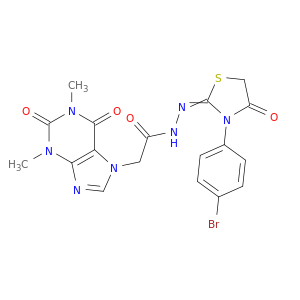 N-[[3-(4-BROMOPHENYL)-4-OXO-THIAZOLIDIN-2-YLIDENE]AMINO]-2-(1,3-DIMETHYL-2,6-DIOXO-PURIN-7-YL)ACETAMIDE