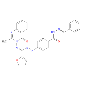 Benzoic acid,4-[2-[2-furanyl[(2-methyl-4-oxo-3(4H)-quinazolinyl)imino]methyl]diazenyl]-,2-(phenylmethylene)hydrazide