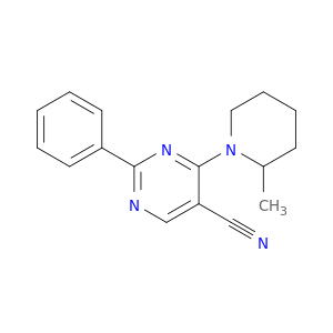 5-Pyrimidinecarbonitrile, 4-(2-methyl-1-piperidinyl)-2-phenyl-