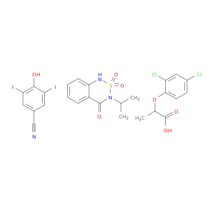 2-(2,4-dichlorophenoxy)propanoic acid; 4-hydroxy-3,5-diiodo-benzonitrile; 3-isopropyl-2,2-dioxo-1h-benzo[d][1,2,6]thiadiazin-4-one