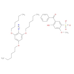 Benzenediazonium,2,4,6-三(己氧基)-,5-苯甲酰-4-羟基-2-甲氧基苯磺酸盐(1：1)