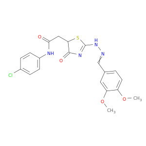 N-(4-CHLOROPHENYL)-2-[2-[2-[(3,4-DIMETHOXYPHENYL)METHYLIDENE]HYDRAZINYL]-4-OXO-1,3-THIAZOL-5-YL]ACETAMIDE