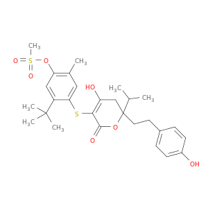 5-tert-butyl-4-({6-hydroxy-2-[2-(4-hydroxyphenyl)ethyl]-4-oxo-2-(propan-2-yl)-3,4-dihydro-2h-pyran-5-yl}sulfanyl)-2-methylphenyl methanesulfonate