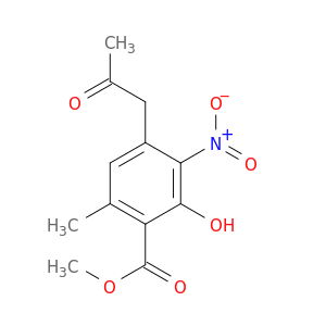 Benzoic acid, 2-hydroxy-6-methyl-3-nitro-4-(2-oxopropyl)-, methyl ester