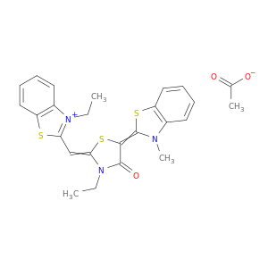 Benzothiazolium, 3-ethyl-2-((3-ethyl-5-(3-methyl-2(3H)-benzothiazolylidene)-4-oxo-2-thiazolidinylidene)methyl)-, acetate, trihydrate