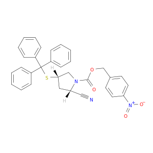 1-Pyrrolidinecarboxylic acid, 2-cyano-4-[(triphenylmethyl)thio]-, (4-nitrophenyl)methyl ester, (2S-cis)-