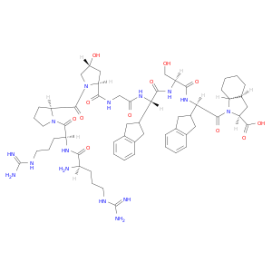 1H-Indole-2-carboxylicacid, D-arginyl-L-arginyl-L-prolyl-(4R)-4-hydroxy-L-prolylglycyl-(2S)-2-(2,3-dihydro-1H-inden-2-yl)glycyl-L-seryl-(2R)-2-(2,3-dihydro-1H-inden-2-yl)glycyloctahydro-, (2S,3aS,7aS)- (9CI)