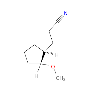 Cyclopentanepropanenitrile, 2-methoxy-, trans-