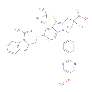 5-[[(2S)-1-乙酰基-2,3-二氢-1H-吲哚-2-基]甲氧基]-3-[(1,1-二甲基乙基)硫代]-1-[[4-(5-甲氧基-2-嘧啶基)苯基]甲基]-α,α-二甲基-1H-吲哚-2-丙酸