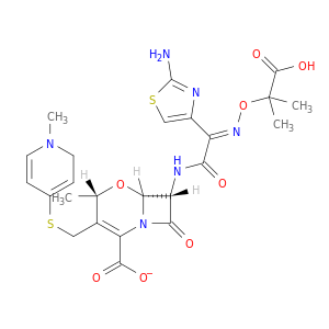 Pyridinium,4-[[[(4S,6R,7S)-7-[[(2Z)-(2-amino-4-thiazolyl)[(1-carboxy-1-methylethoxy)imino]acetyl]amino]-2-carboxy-4-methyl-8-oxo-5-oxa-1-azabicyclo[4.2.0]oct-2-en-3-yl]methyl]thio]-1-methyl-,inner salt (9CI)