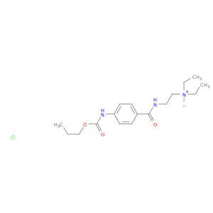 Carbanilic acid,p-[(2-diethylaminoethyl)carbamoyl]-, propyl ester, hydrochloride (6CI)