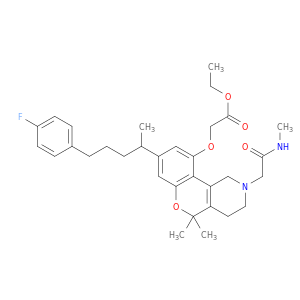 Acetic acid,2-[[8-[4-(4-fluorophenyl)-1-methylbutyl]-1,3,4,5-tetrahydro-5,5-dimethyl-2-[2-(methylamino)-2-oxoethyl]-2H-[1]benzopyrano[4,3-c]pyridin-10-yl]oxy]-,ethyl ester