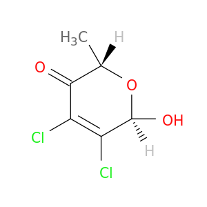 2H-Pyran-3(6H)-one, 4,5-dichloro-6-hydroxy-2-methyl-, trans-