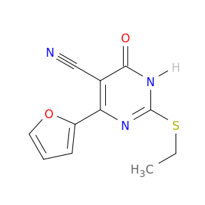 5-Pyrimidinecarbonitrile, 2-(ethylthio)-6-(2-furanyl)-1,4-dihydro-4-oxo-