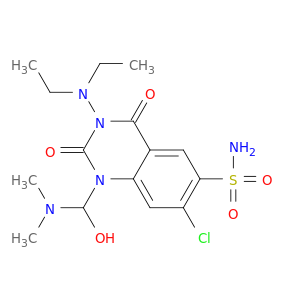 7-CHLORO-3-DIETHYLAMINO-1-(DIMETHYLAMINO-HYDROXY-METHYL)-2,4-DIOXO-QUI NAZOLINE-6-SULFONAMIDE