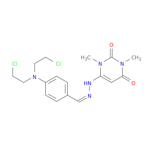 6-[(2Z)-2-[[4-[BIS(2-CHLOROETHYL)AMINO]PHENYL]METHYLIDENE]HYDRAZINYL]- 1,3-DIMETHYL-PYRIMIDINE-2,4-DIONE