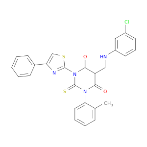 4,6(1H,5H)-Pyrimidinedione,5-[[(3-chlorophenyl)amino]methyl]dihydro-1-(2-methylphenyl)-3-(4-phenyl-2-thiazolyl)-2-thioxo-