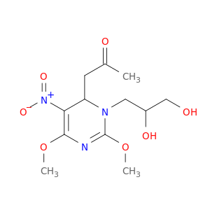 2-Propanone,1-[3-(2,3-dihydroxypropyl)-3,4-dihydro-2,6-dimethoxy-5-nitro-4-pyrimidinyl]-