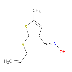 3-Thiophenecarboxaldehyde, 5-methyl-2-(2-propenylthio)-, oxime