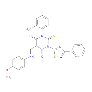 4,6(1H,5H)-Pyrimidinedione,dihydro-5-[[(4-methoxyphenyl)amino]methyl]-1-(2-methylphenyl)-3-(4-phenyl-2-thiazolyl)-2-thioxo-