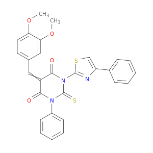 4,6(1H,5H)-Pyrimidinedione,5-[(3,4-dimethoxyphenyl)methylene]dihydro-1-phenyl-3-(4-phenyl-2-thiazolyl)-2-thioxo-
