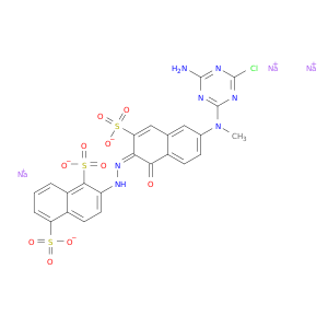 TRISODIUM 2-[(2E)-2-[6-[(4-AMINO-6-CHLORO-1,3,5-TRIAZIN-2-YL)-METHYL-A MINO]-1-OXO-3-SULFONATO-NAPHTHALEN-2-YLIDENE]HYDRAZINYL]NAPHTHALENE-1, 5-DISULFONATE