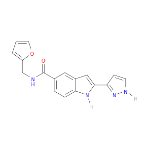 1H-Indole-5-carboxamide, N-(2-furanylmethyl)-2-(1H-pyrazol-3-yl)-