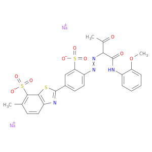 7-苯并噻唑磺酸,2-[4-[2-[1-[[(2-甲氧基苯基)氨基]羰基]-2-氧丙基]二亚苯基]-3-硫苯基]-6-甲基-,钠盐(1：2)