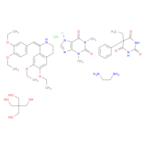 2,2-bis(hydroxymethyl)propane-1,3-diol; (1E)-1-[(3,4-diethoxyphenyl)methylidene]-6,7-diethoxy-3,4-dihydro-2H-isoquinoline; 1,3-dimethyl-7H-purine-2,6-dione; ethane-1,2-diamine; 5-ethyl-5-phenyl-1,3-diazinane-2,4,6-trione; hydrochloride