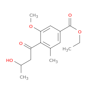 Benzoic acid, 4-(3-hydroxy-1-oxobutyl)-3-methoxy-5-methyl-, ethyl ester