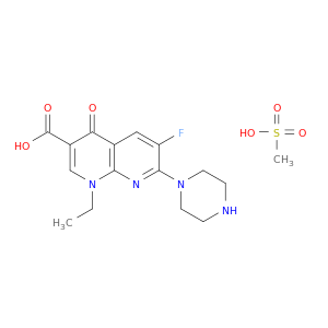 1,8-Naphthyridine-3-carboxylic acid, 1,4-dihydro-1-ethyl-6-fluoro-4-oxo-7-(1-piperazinyl)-, monomethanesulfonate