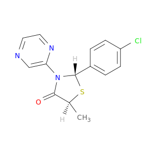 4-Thiazolidinone, 2-(4-chlorophenyl)-5-methyl-3-pyrazinyl-, trans-
