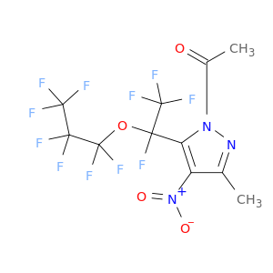 1-Acetyl-5(3)-methyl-4-nitro-3(5)-[perfluoro(1-propoxyethyl)]pyrazole