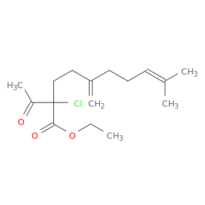 8-Decenoic acid, 2-acetyl-2-chloro-9-methyl-5-methylene-, ethyl ester