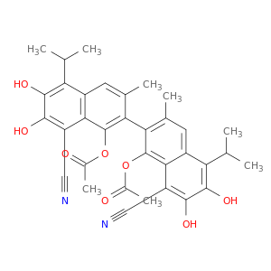 (2,2'-binaphthalene)-8,8'-dicarbonitrile, 1,1'-bis(acetyloxy)-6,6',7,7'-tetrahydroxy-3,3'-dimethyl-5,5'-bis(1-methylethyl)-
