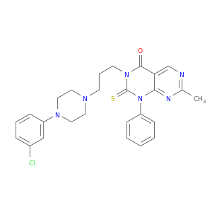 Pyrimido(4,5-d)pyrimidin-4(1H)-one, 2,3-dihydro-3-(3-(4-(3-chlorophenyl)-1-piperazinyl)propyl)-7-methyl-1-phenyl-2-thioxo-