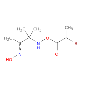 2-Butanone, 3-[(2-bromo-1-oxopropoxy)amino]-3-methyl-, 2-oxime