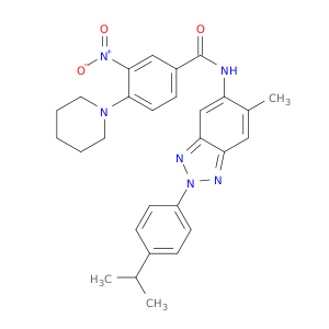 N-[6-METHYL-2-(4-PROPAN-2-YLPHENYL)BENZOTRIAZOL-5-YL]-3-NITRO-4-(PIPERIDIN-1-YL)BENZAMIDE