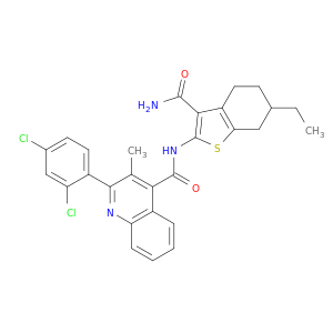 N-(3-CARBAMOYL-6-ETHYL-4,5,6,7-TETRAHYDROBENZOTHIOPHEN-2-YL)-2-(2,4-DICHLOROPHENYL)-3-METHYL-QUINOLINE-4-CARBOXAMIDE