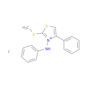 Thiazolium, 2-(methylthio)-4-phenyl-3-(phenylamino)-, iodide