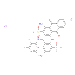 2-蒽磺酸,1-氨基-4-[[2-[(5-氯-2,6-二氟-4-嘧啶基)氨基]甲基]-4-甲基-6-硫苯基]氨基]-9,10-二氢-9,10-二氧化钠-钠盐(1：2)