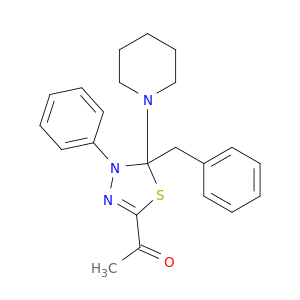 Ethanone, 1-(4,5-dihydro-4-phenyl-5-(phenylmethyl)-5-(1-piperidinyl)-1,3,4-thiadiazol-2-yl)-